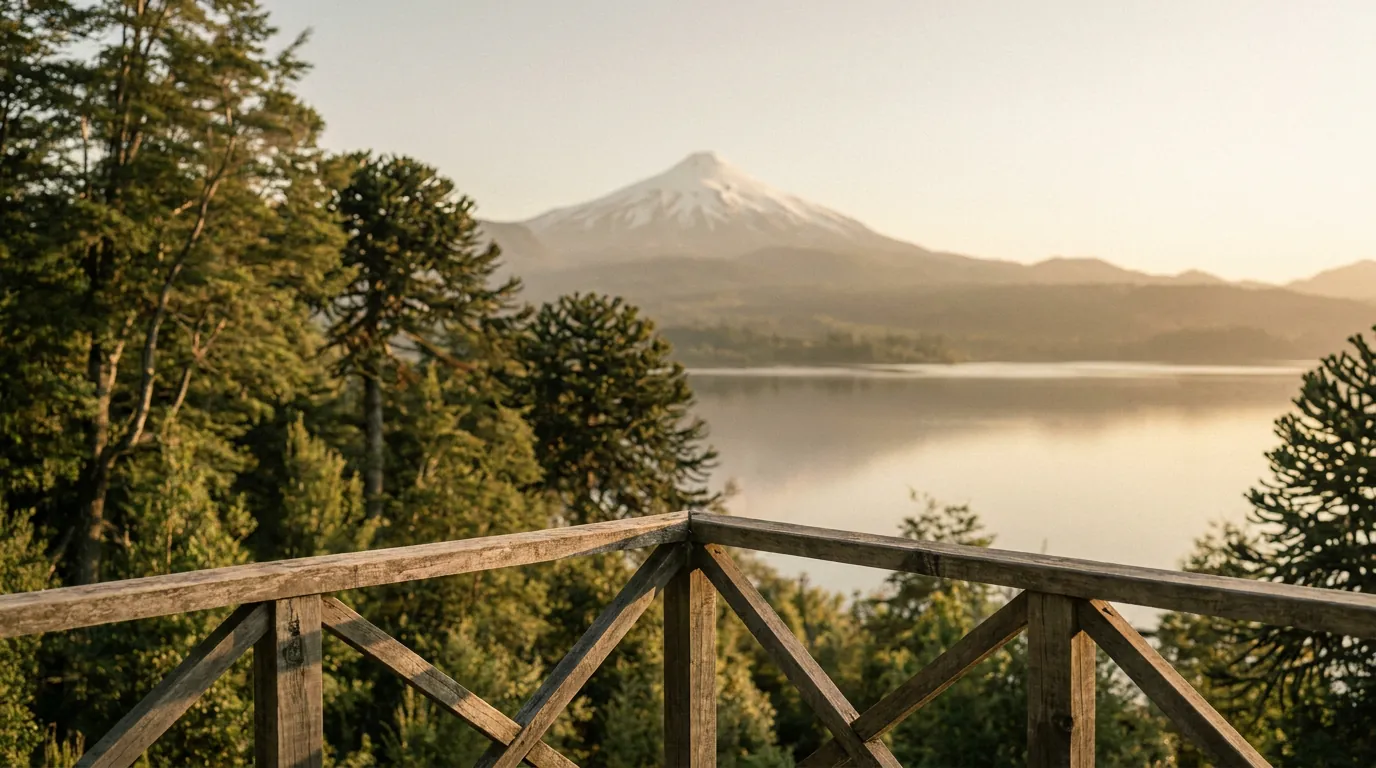 Lago Villarrica y volcán en Pucón
