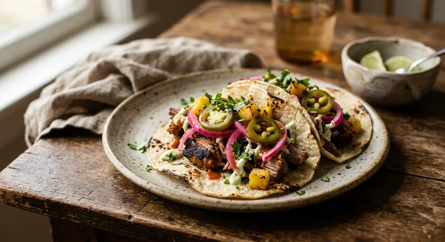 Tacos con jalapeños y piña